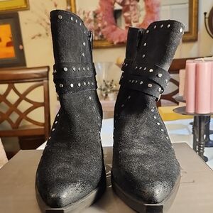 Crown Vintage Black Studded Ankle Boots